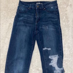 rewash dark blue ripped jeans